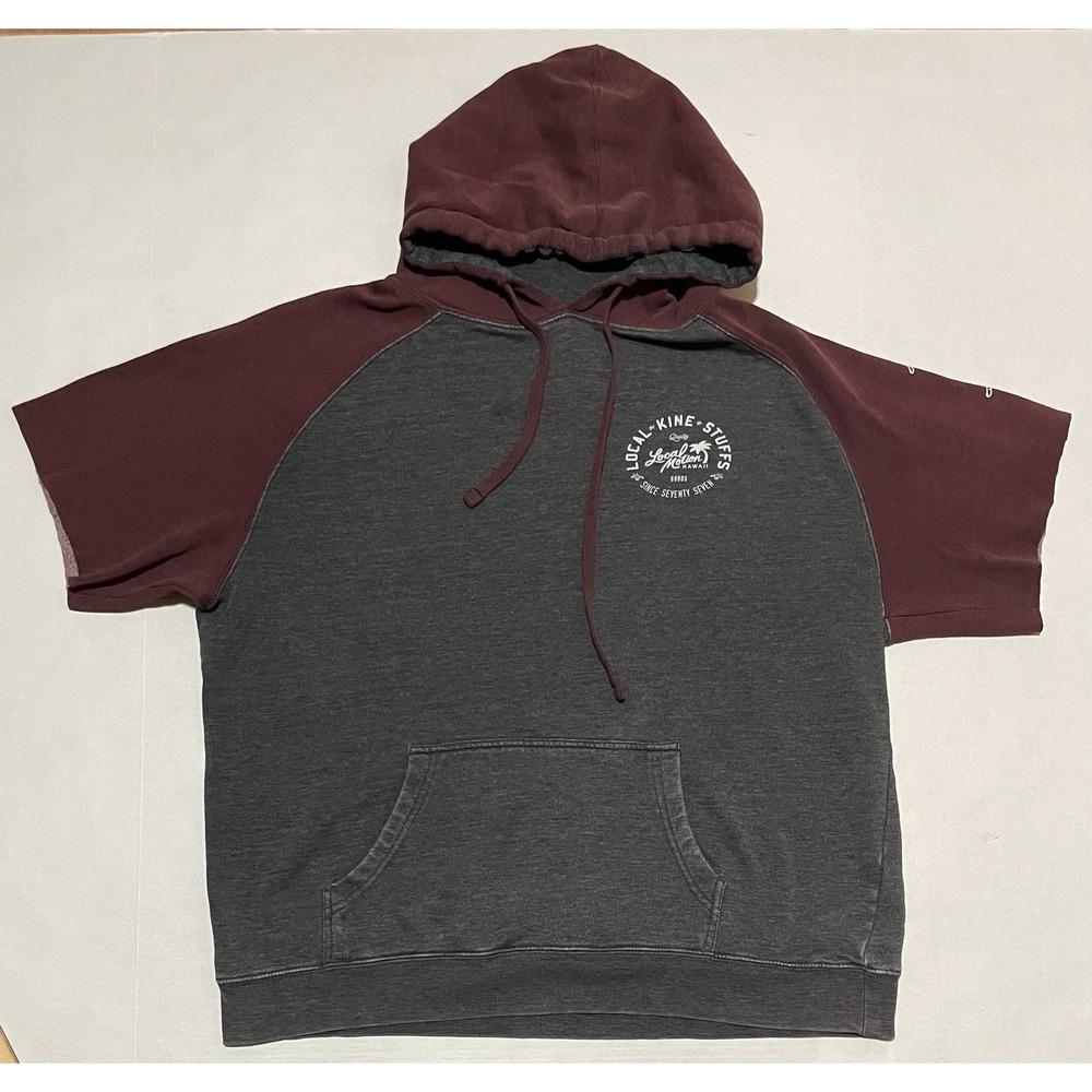 Local Motion Hoodie Sweatshirt Surf Size LARGE Short Sleeve DIY CUT skate‎